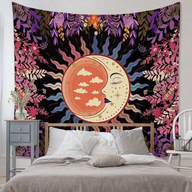 Afralia™ Mystic Flower Vines Tapestry: Vintage Hippie Wall Hanging, Small Size