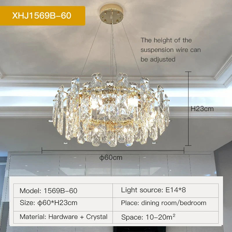 Afralia™ Crystal LED Chandelier for Elegant Living Room, Dining, Bedroom, Kitchen