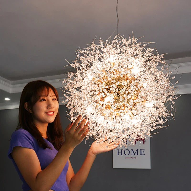 Afralia™ Dandelion Chandelier: Nordic Minimalist Wrought Iron LED Indoor Light for Living Room
