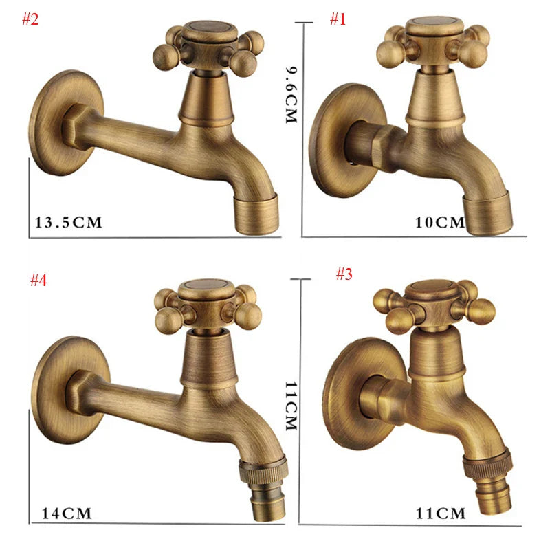 Afralia™ Antique Brass Wall Mount Bibcock Garden Faucet Small Pool Tap