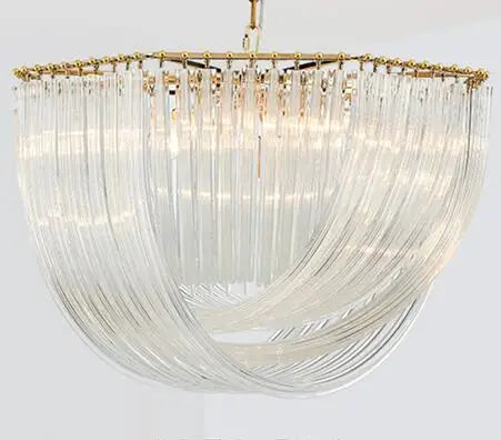 Afralia™ Lustre Plate Metal LED Pendant Light Glass Chain Hanging Lamp