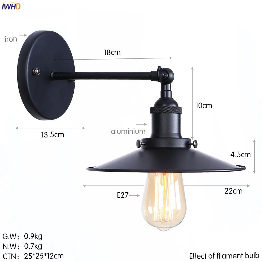 Afralia™ Antique Gold Rustic LED Wall Light for Home Decor