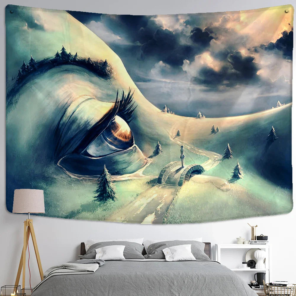 Afralia™ Mountain River Psychedelic Tapestry Wall Hanging Home Decor