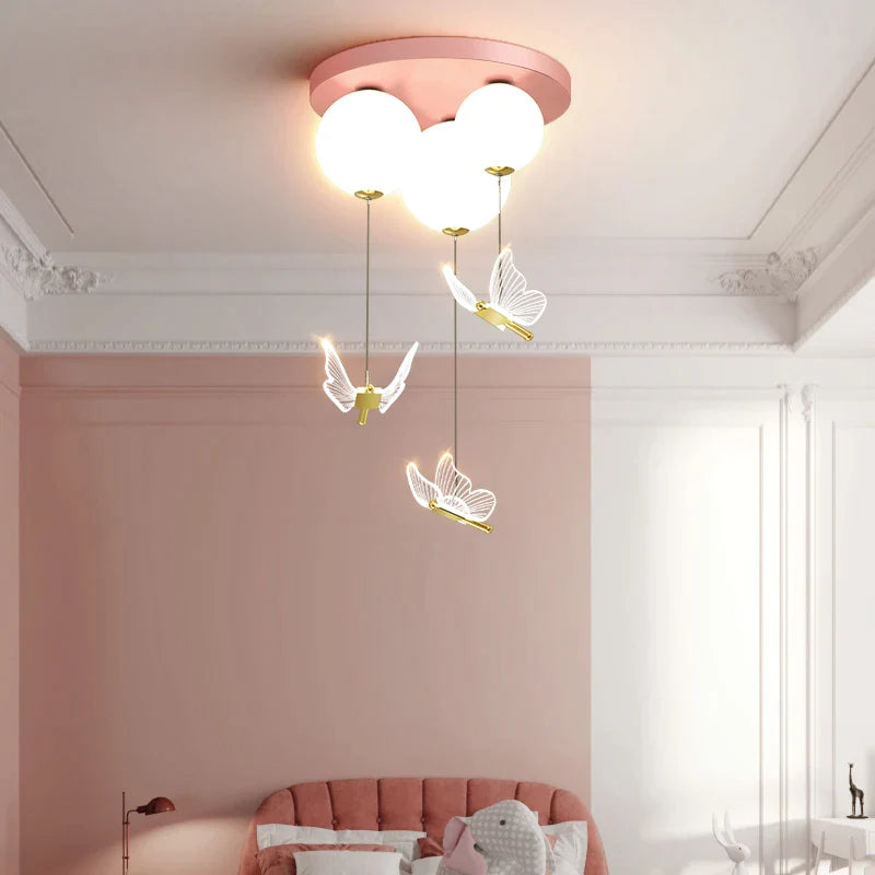 Afralia™ Butterfly Ball Ceiling Lamp: Warm & Romantic Pendant Light for Children's Room