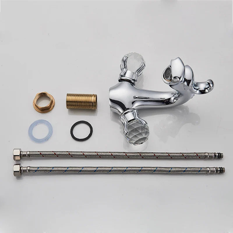 Afralia™ Chrome Dragon Crystal Handwheel Basin Faucet: Double Luxe Water Mixer Tap