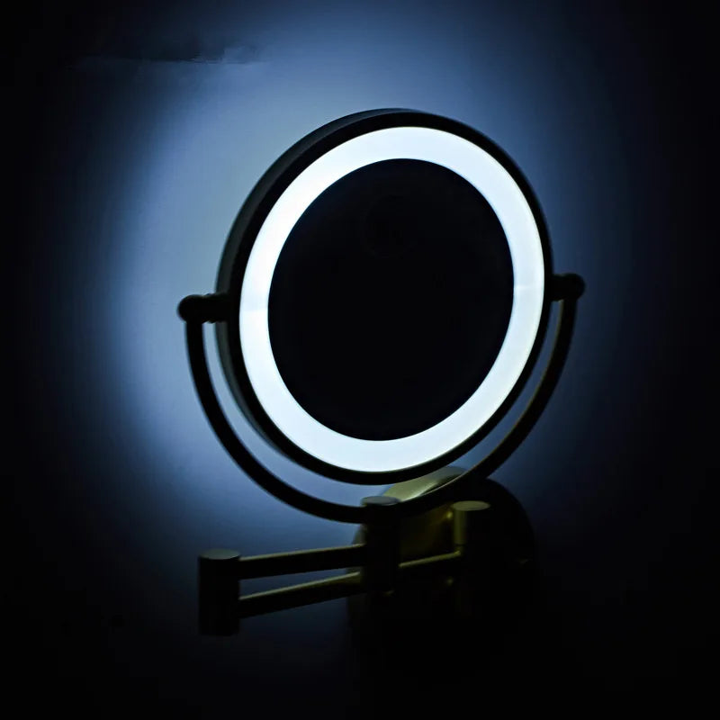 Afralia™ LED Wall Mounted Makeup Mirror 8" Folding Cosmetic Mirror