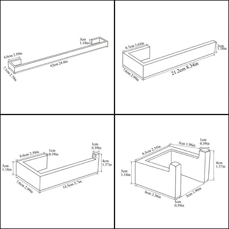 Afralia™ Brushed Bath Hardware Set: Robe Hook, Towel Bar, Shelf, Tissue Holder, Toothbrush Stand