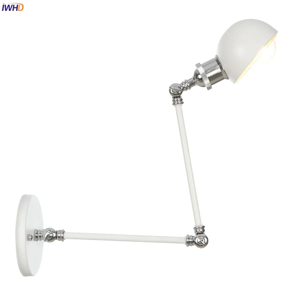 Afralia™ White Swing Arm Wall Light: Adjustable Vintage Industrial Sconce Luminaria