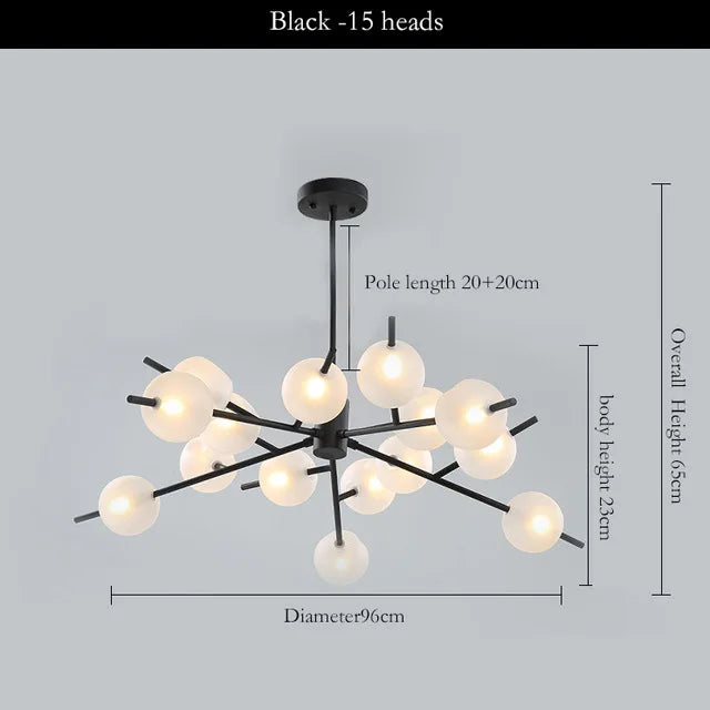Afralia™ Nordic Glass Ball Chandelier: Modern Postmodern Designer Model Room Lighting