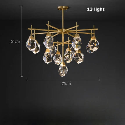 Afralia™ Diamond Crystal Stone Lustre Chandelier for Dinning Room