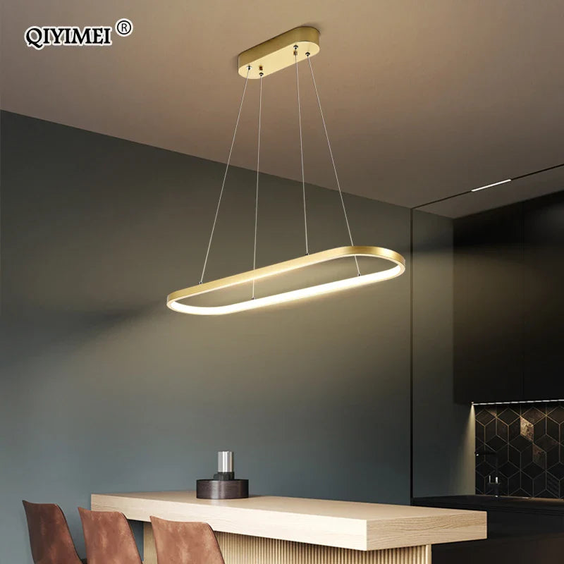 Afralia™ Rectangle Modern LED Pendant Lamps for Living Room, Remote Control, AC85-260V