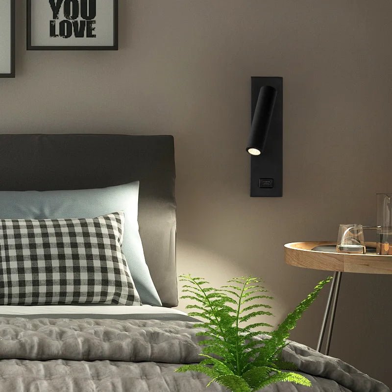 Afralia™ Modern Metal LED Wall Lamp 3W Spotlight Bedside Reading Light
