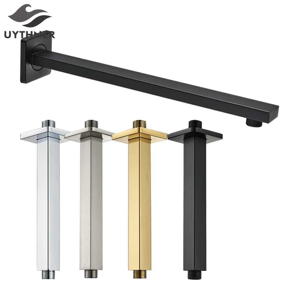 Afralia™ Fixed Arm Black Shower Head Holder Wall/Ceiling Mounted Bathroom Accessory