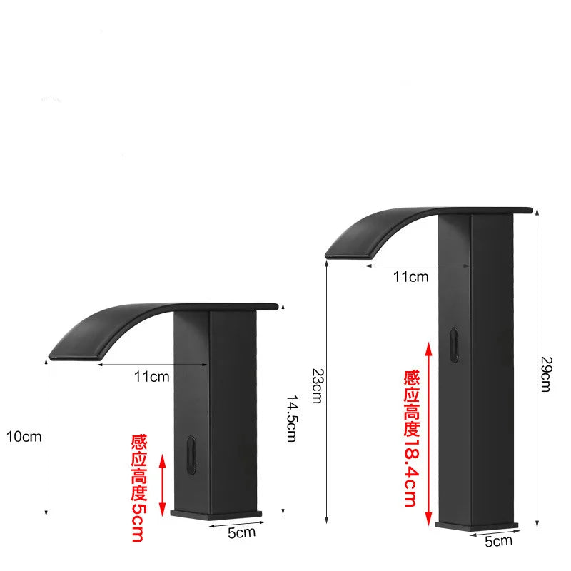 Afralia™ Gold Sensor Waterfall Basin Faucet Automatic Touchless Hot Cold Mixer Bathroom