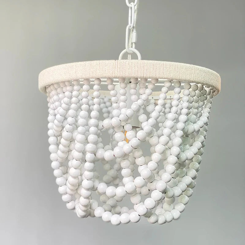 Afralia™ White Beads Chandelier: Mini Pendant Lighting for Bedroom, Kitchen, Dining Room