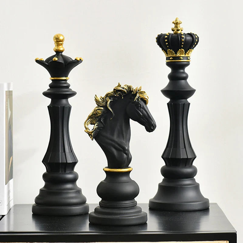 Afralia™ Retro Aesthetic Resin Chess Pieces Set for Home Decor and Board Games