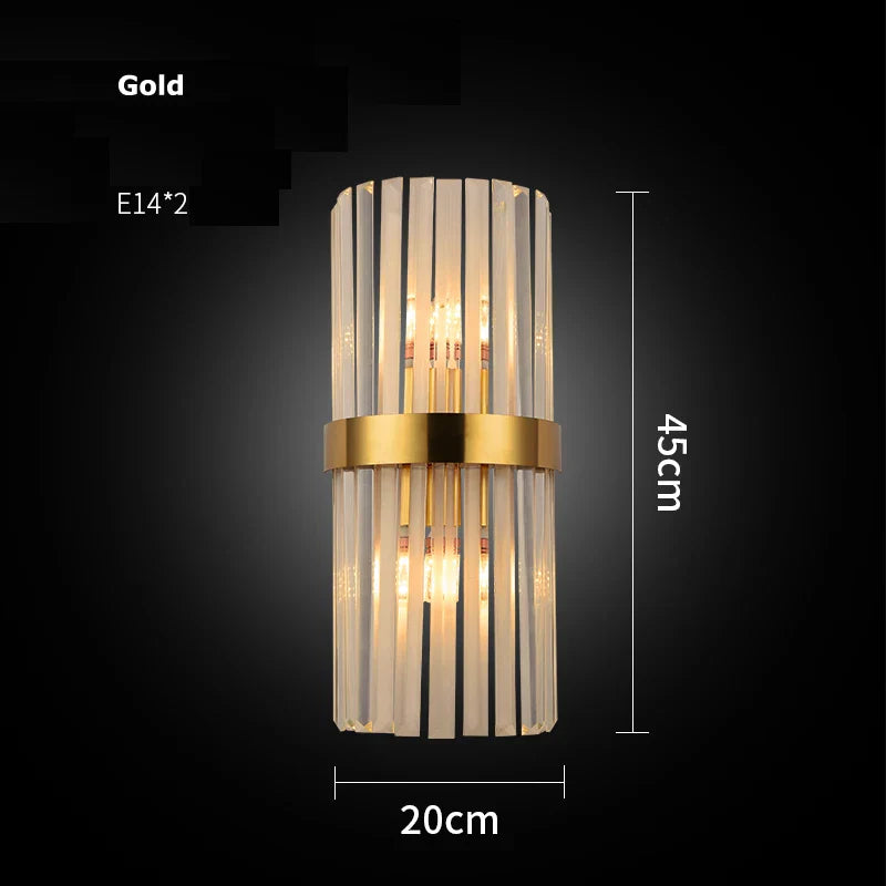 Afralia™ Chrome Gold Crystal LED Wall Sconce - Designer Wall Light for Bedroom & Corridor