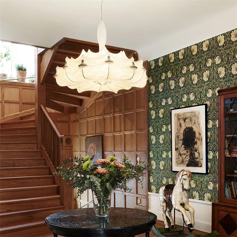 Afralia™ Zeppelin Silk Chandelier: Hand-Woven Modern Japanese Country Style Dining Room Lamp