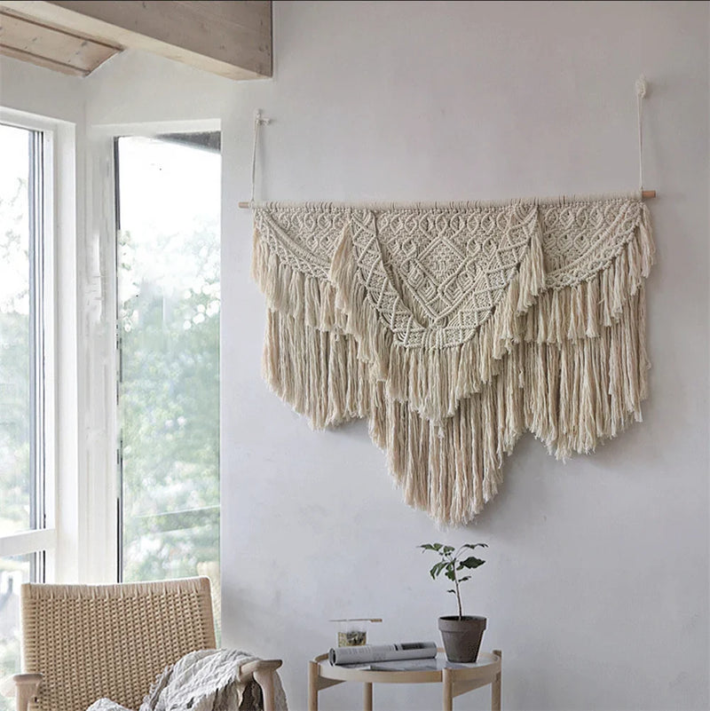 Afralia™ Macrame Wedding Tapestry: Boho Nordic Wall Hanging DeCor - Hand-made Cotton Art