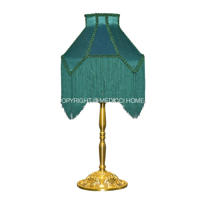 Afralia™ Art Deco Malachite Green Silk Lampshade with Tassels