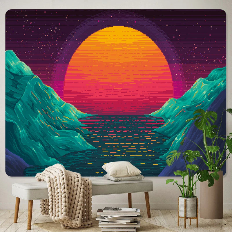 Afralia™ Sunrise Psychedelic Wall Tapestry Hippie Bohemian Home Decor Bed Sheet