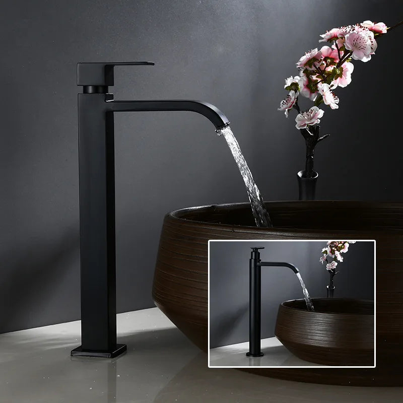 Afralia™ Stainless Steel Cold Water Basin Faucet - Black Bathroom Sink Tap