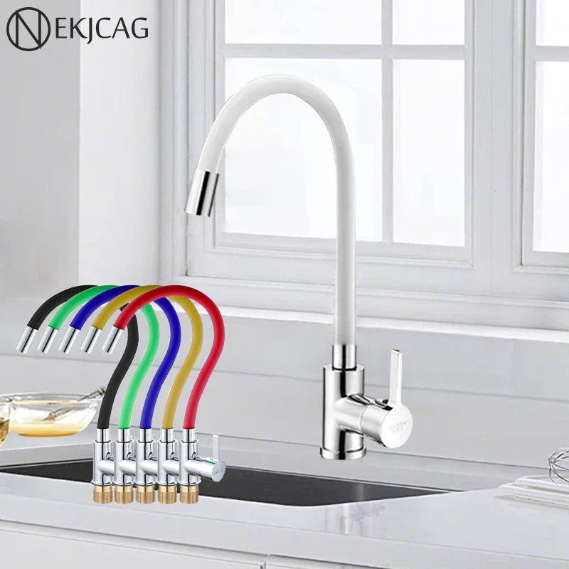 Afralia™ Silica Gel Nose Kitchen Faucet Cold and Hot Water Mixer Tap Rotating Deck Installation