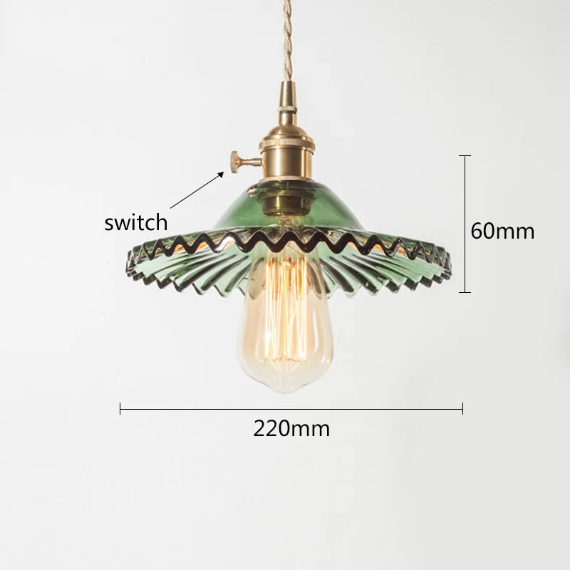 Afralia™ Copper Base Glass Pendant Light with Switch, Braided Wire - Nordic Style for Home & Restaurant Décor