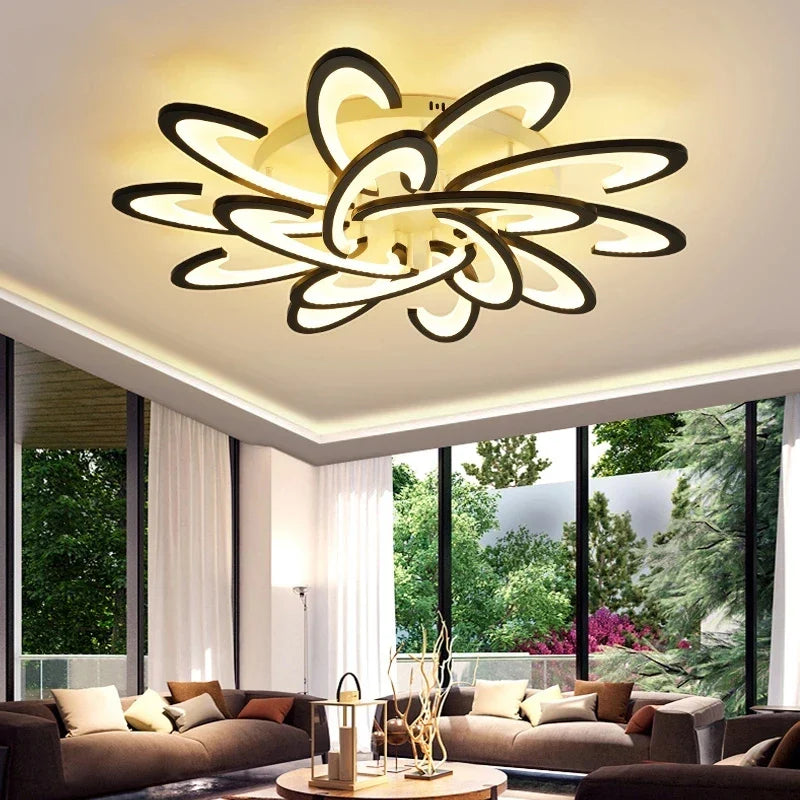 Afralia™ Petal Ceiling Lamp - Modern Black White Minimalist Lighting