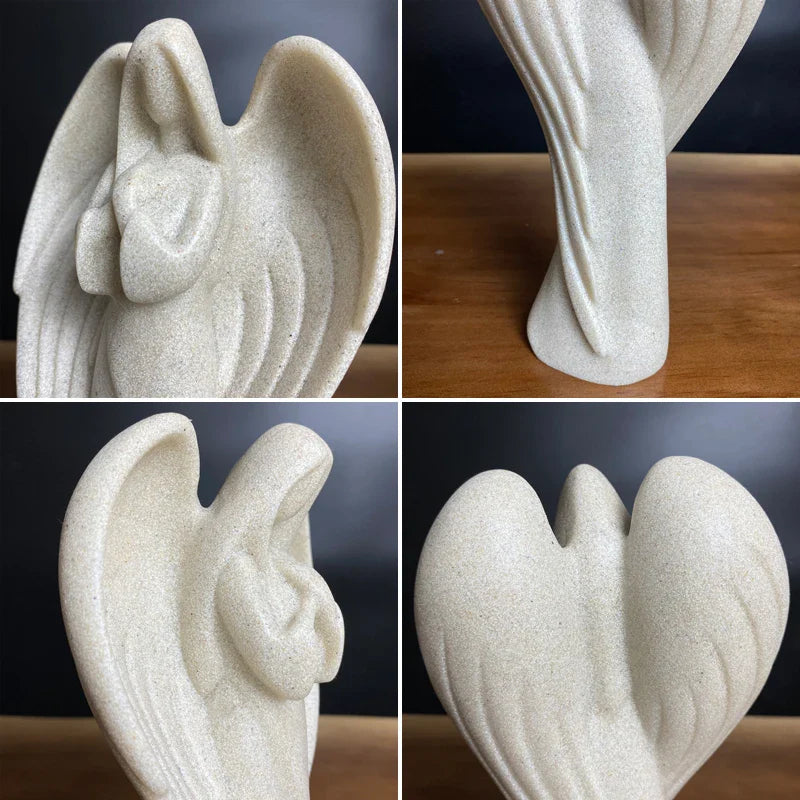 Afralia™ Angel Wing Girl Resin Statue for Home Decor