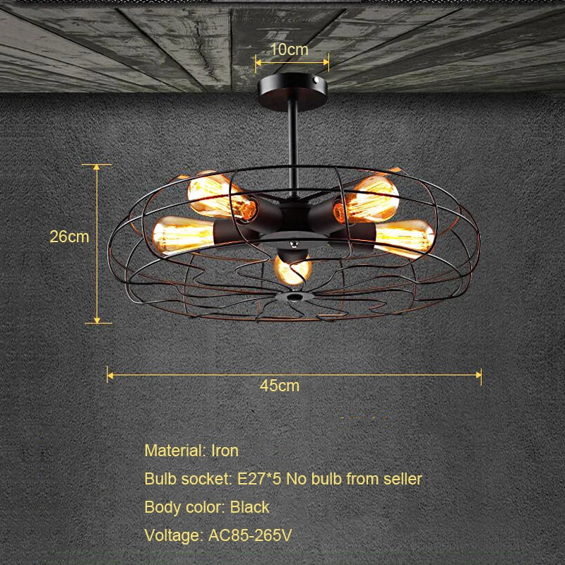 Afralia™ Retro Loft Fan Pendant Lamp for Cafe Living Room Bedroom Lighting