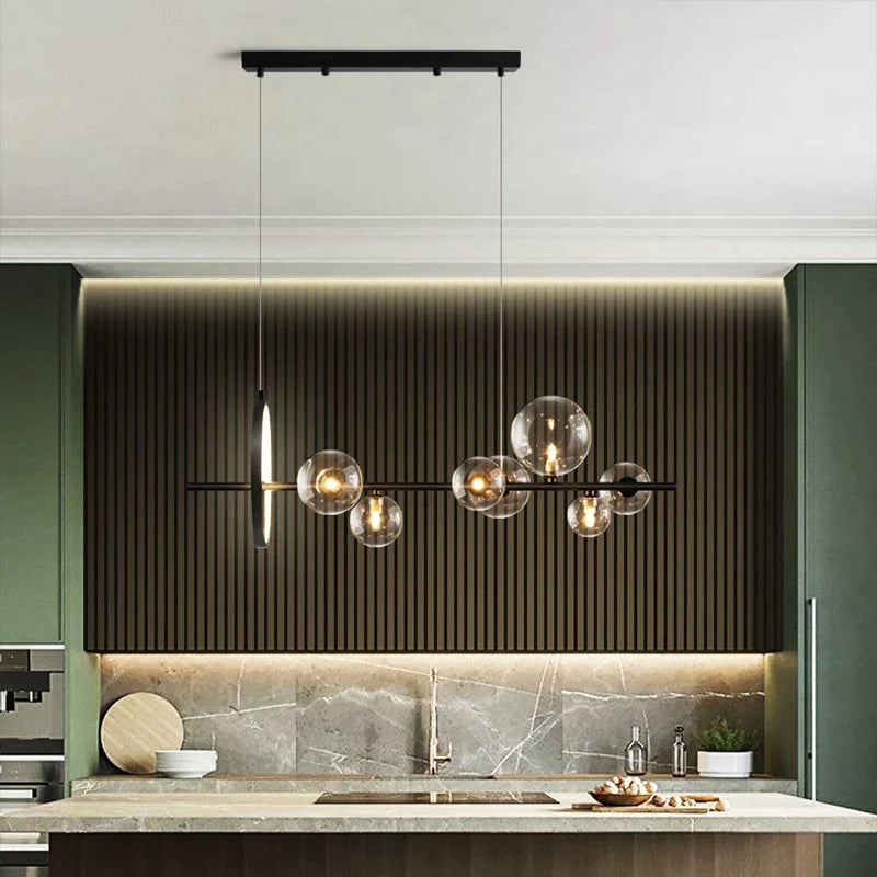 Afralia™ Modern Black Bubble Chandelier for Dining Living Room Kitchen Bar Island