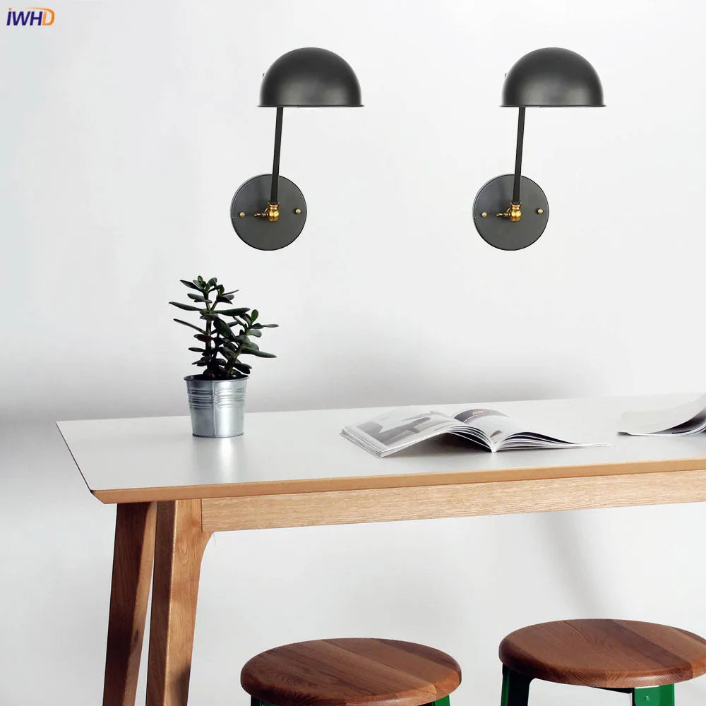 Afralia™ Long Arm Black Wall Light Retro Industrial Vintage LED Wall Lamp
