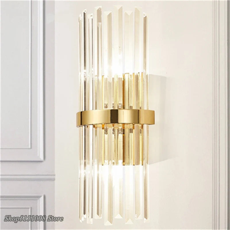 Afralia™ Crystal Golden Wall Lamp: Luxury American Country Style Light Fixtures