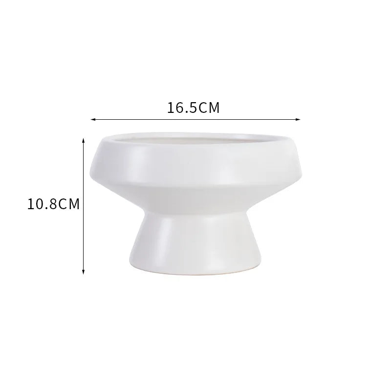 Afralia™ White Ceramic Round Flower Vase Pot for Home Decoration