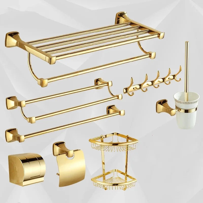 Afralia™ Gold Bathroom Hardware Set for Towels, Paper, Brushes, and More