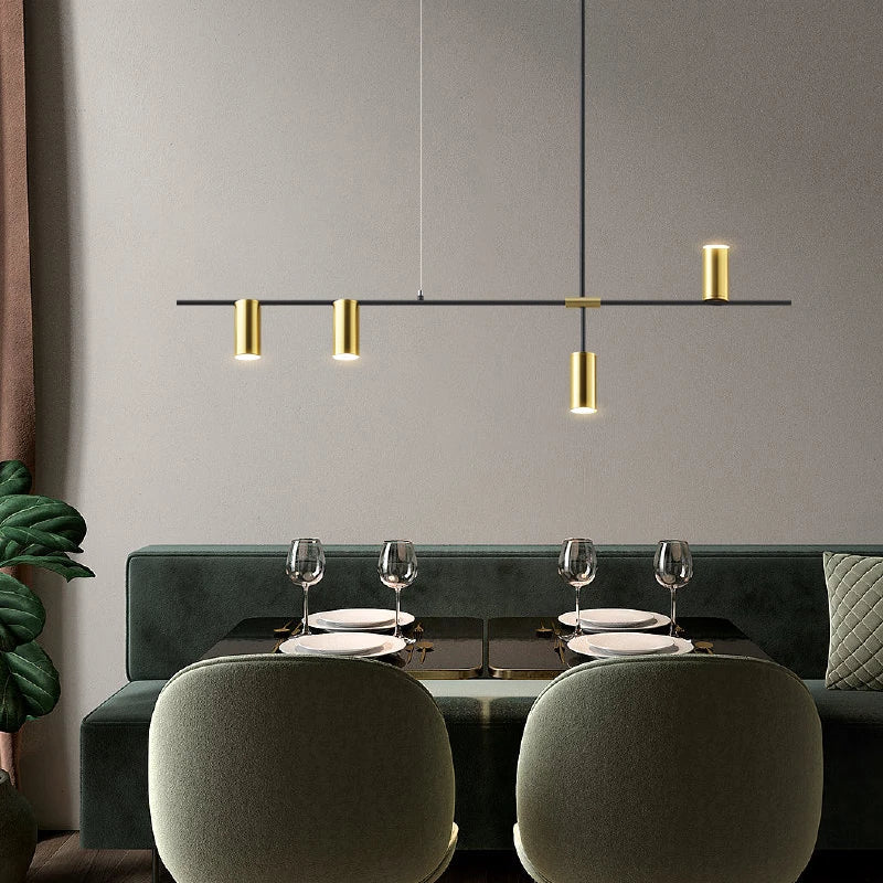 Afralia™ Modern Gold Tube Chandelier: Minimalist Design for Dinning, Bedroom & Home