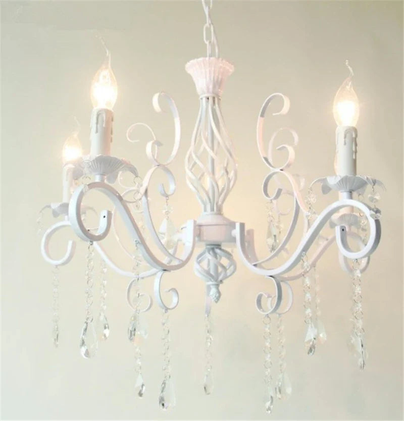 Afralia™ Retro Loft Wrought Iron Chandelier with White Crystal Deco for Dining Room