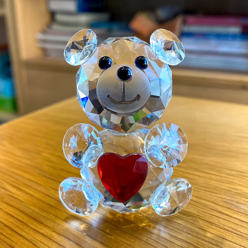 Afralia™ Crystal Bear Figurine: Glass Animal Ornament & Paperweight