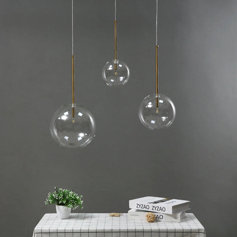 Afralia™ Gold Glass Ball Pendant Lights for Dining Room and Kitchen