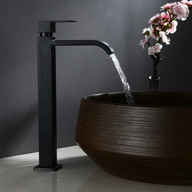 Afralia™ Stainless Steel Cold Water Basin Faucet - Black Bathroom Sink Tap