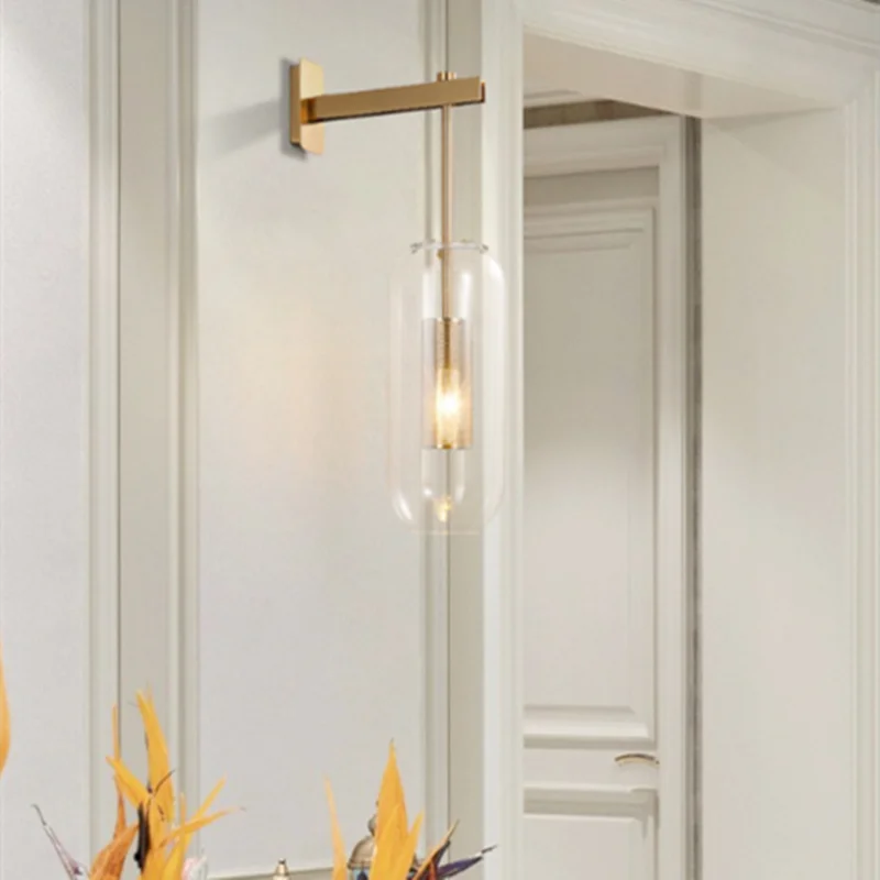 Afralia™ Gold Glass Wall Lamp: Post-modern E14 Industrial Sconce for Home Decor