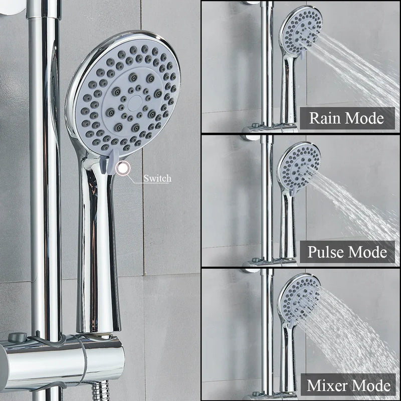 Afralia™ Shower Set with 8" Rainfall Head, Bath Mixer Tap & Hand Spray