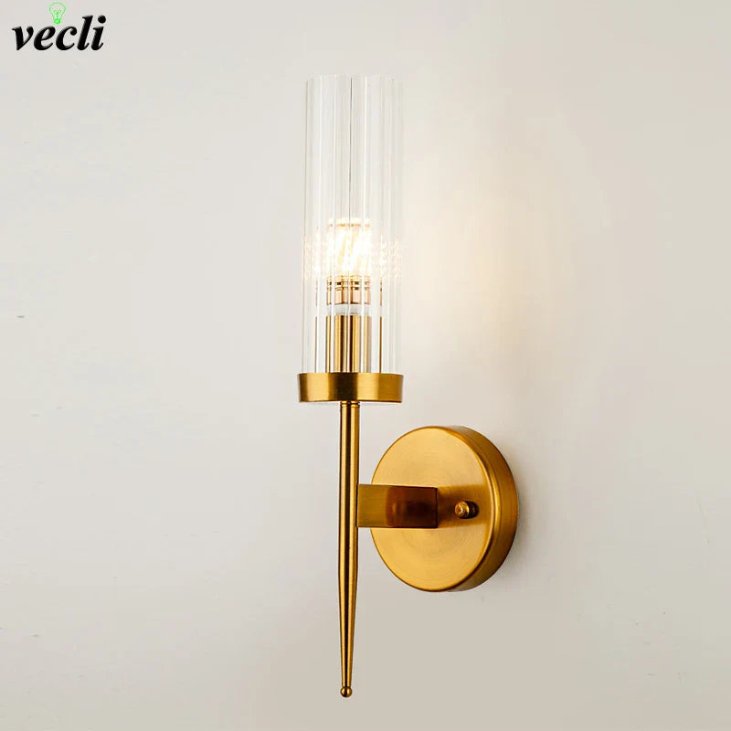 Afralia™ Nordic Glass Wall Sconce LED Light for Home Bedroom Bathroom and Corridor