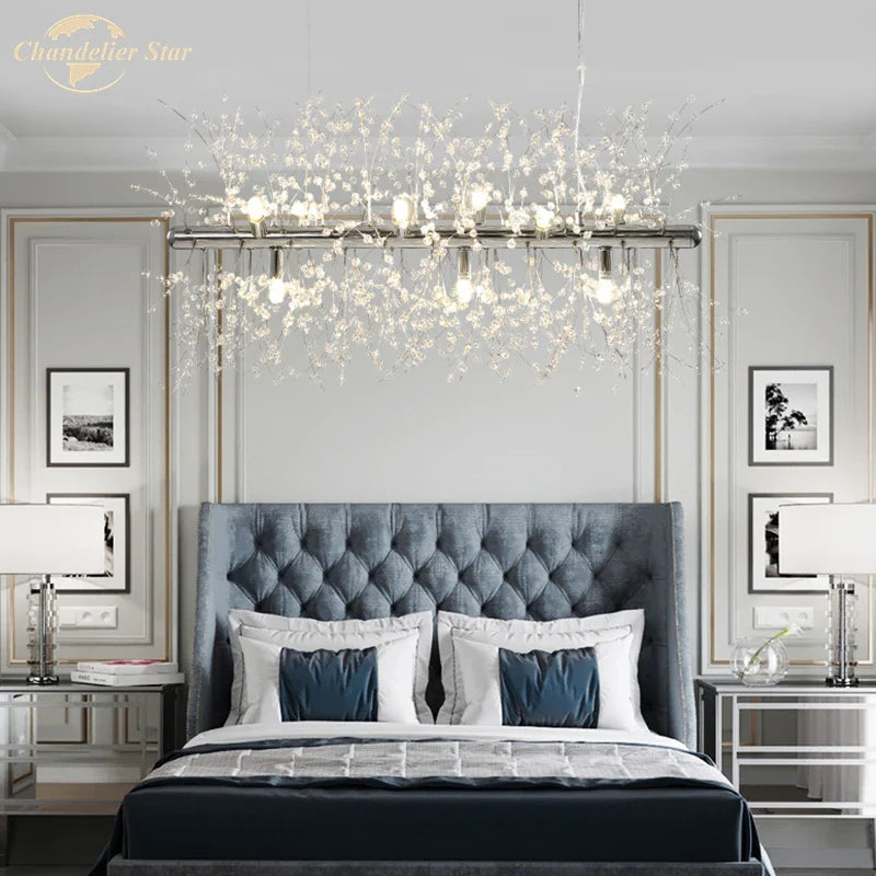 Afralia™ Crystal Star LED Chandelier - Art Deco Dandelion Pendant Lighting for Home Décor