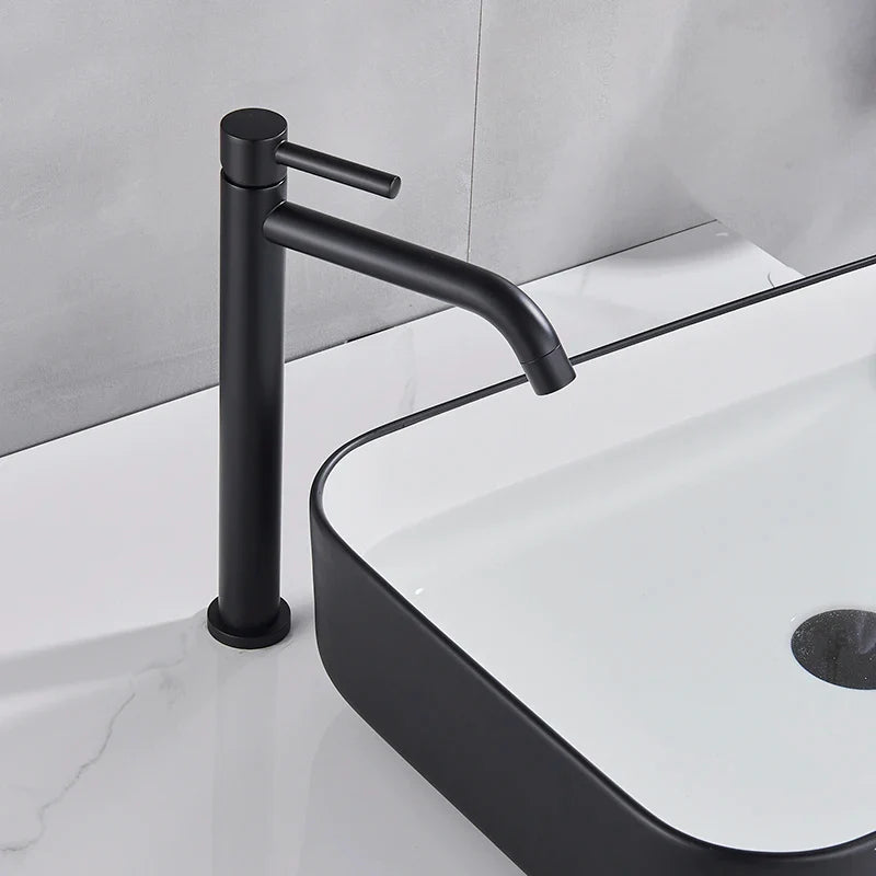 Afralia™ Black Deck Mounted Basin Mixer Tap | Hot Cold Water Faucet for Bathroom Basin