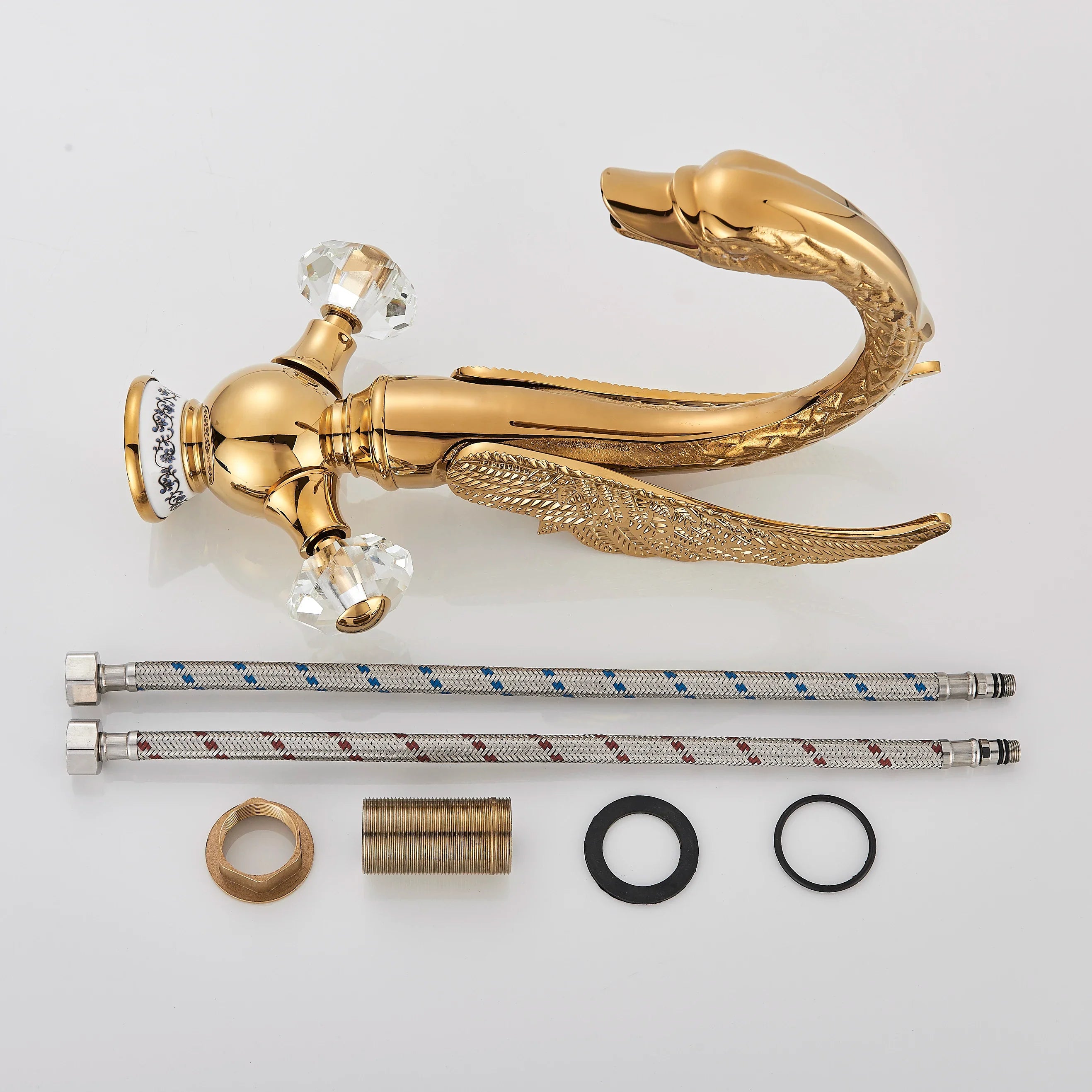 Afralia™ Golden Swan Crystal Handle Basin Faucet - Deck Mount Luxury Bathroom Mixer