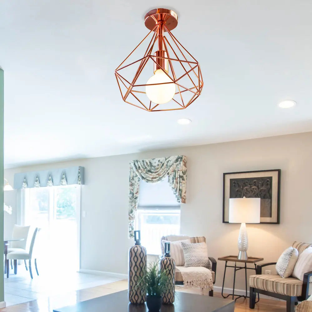 Afralia™ Rose Gold Iron Ceiling Light for Chic Home Decor, Modern Nordic Design