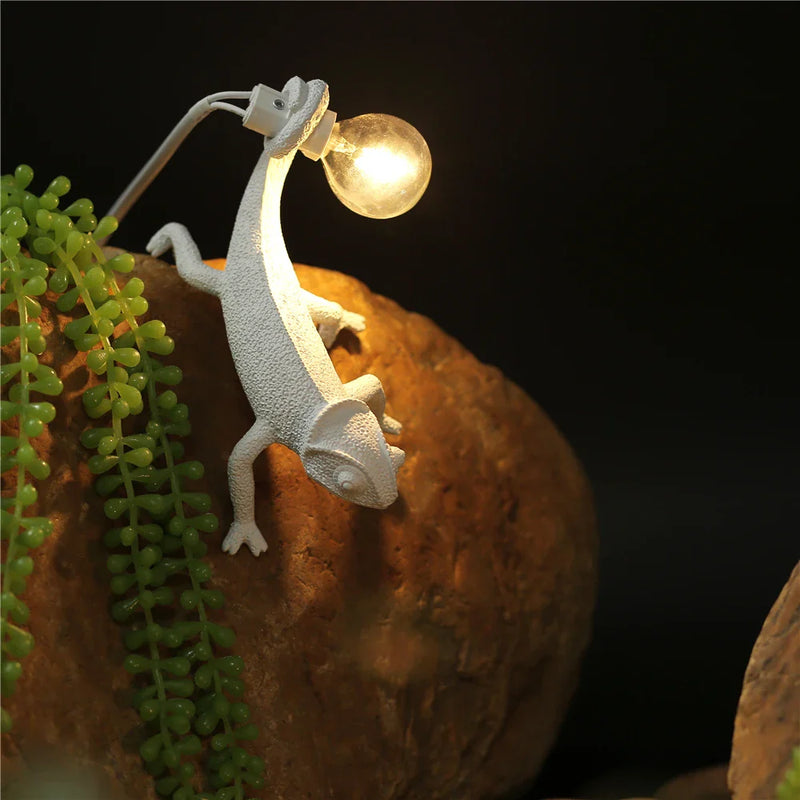 Afralia™ Chameleon Resin Lizard Night Light Wall Lamp for Modern Home Decor