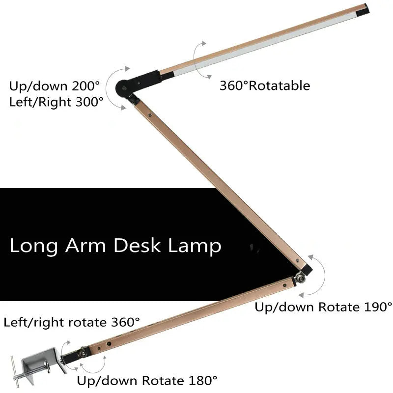 Afralia™ Clip LED Desk Lamp with Touch Dimmer for Office and Reading